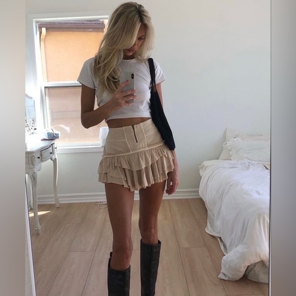 Da-Nang cream zip cargo skirt sz M 2000s style - Picture 5 of 5